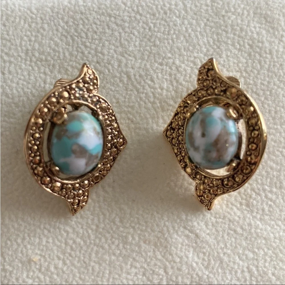 Vintage Sarah Coventry clip on earrings EUC marble - Picture 7 of 7